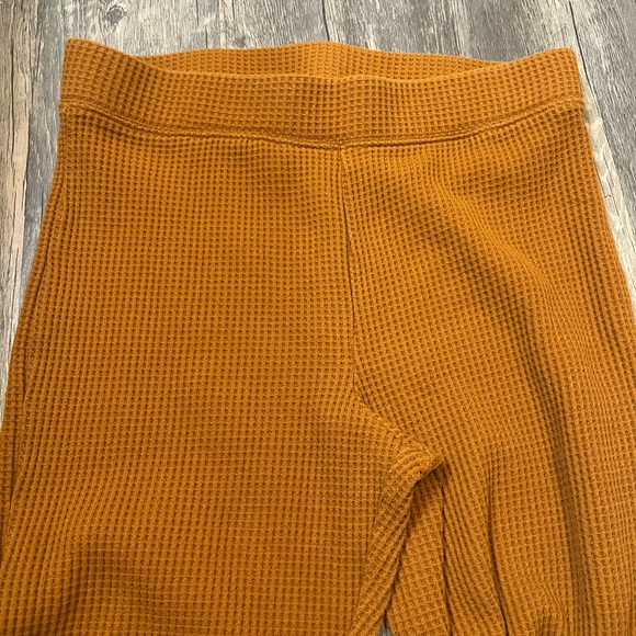 Aerie Waffle Knit Wide Leg Flare Pants in Rust Pull On Loungewear Comfy Cozy - Picture 5 of 7